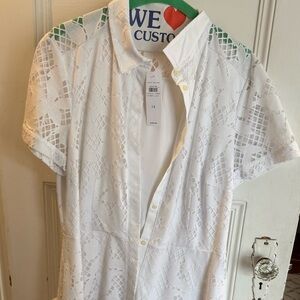 Ann Taylor brand new White Eyelet Button-Front Women's Dress